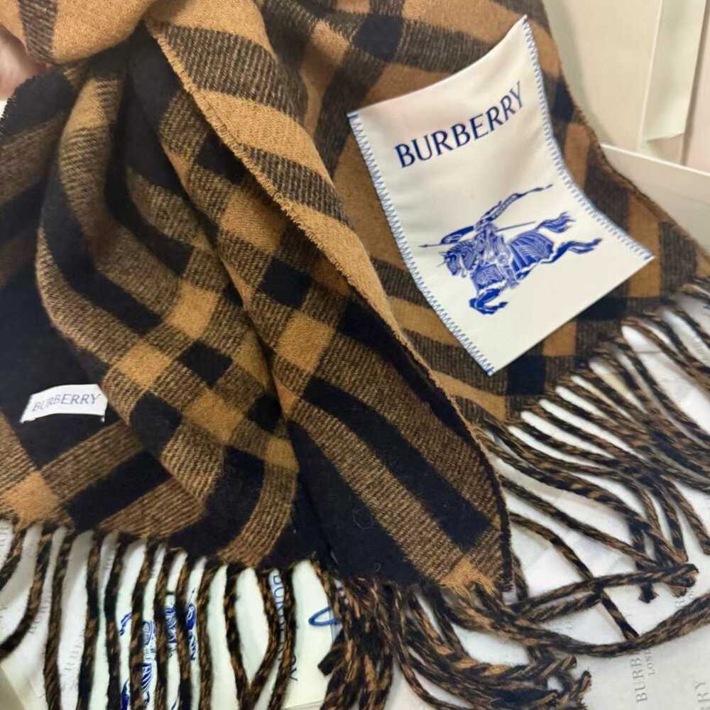 Burberry Brown and Black Checkered Scarf - Picture 4 of 4